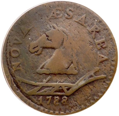 1788 M 50-f R-4+ ANACS F 12 New Jersey Colonial Copper Coin - Image 1 of 3