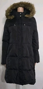 Michael Kors Black Down Puffer Coat WPL# 7888 Faux Fur Detachable Hood Large - Picture 1 of 24