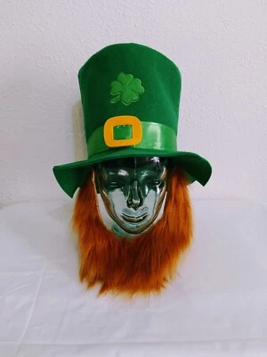 Dan Dee成人爱尔兰四叶草绿帽带胡子 — 第 1/4 张图片