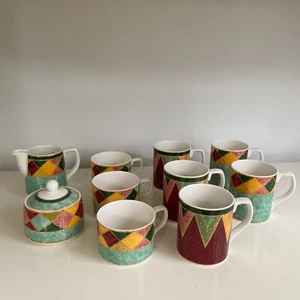 Vintage Royal Doulton Japora Cups Mugs Milk Jug and Sugar Bowl Set Discontinued - Picture 1 of 8