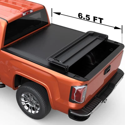 4 Fold 6.5FT Truck Tonneau Cover For Chevy Silverado GMC Sierra 1500/2500HD+LED - Image 1 of 4