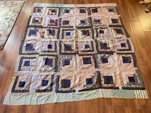 Vintage c1930 Squares pattern Folk Art Quilt Top Farmhouse Estate hand made - Picture 1 of 15