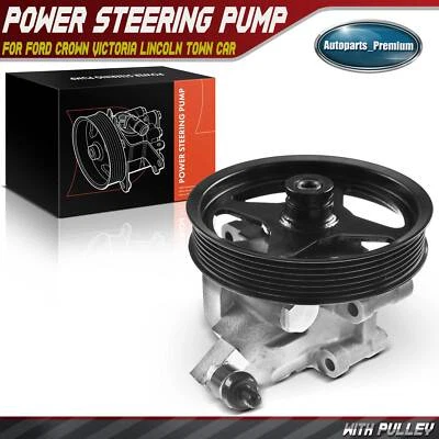 Power Steering Pump with Pulley for Ford Crown Victoria Lincoln Town Car 2007-11 - Image 1 of 4