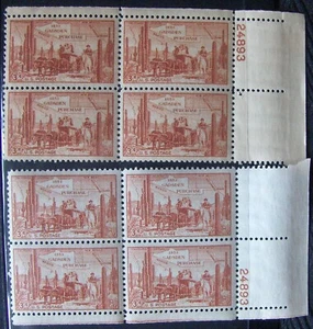 US 3¢ stamp SC #1028 Gadsden Purchase MNH 1953 2 plate blocks with same number - Picture 1 of 1