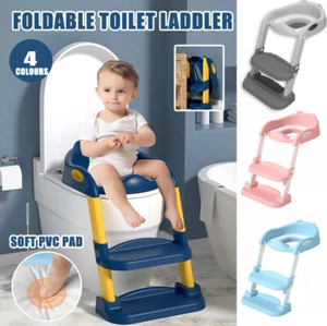 Potty Trainer Toilet Seat Chair Kids Toddler With Ladder Step Up Training Stool - Picture 1 of 15
