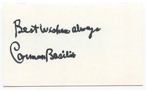 Carmen Basilio 3x5 Index Card Autographed Boxer World Champion HOF - Picture 1 of 2