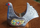 Joaquin Tinta Ecuador silver Tone Bird Sculpture W/mosaic Wings