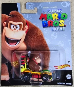 HOTWHEELS 1:64 Diecast Character Car - Super Mario Bros Movie DONKEY KONG Kart - Foto 1 di 2