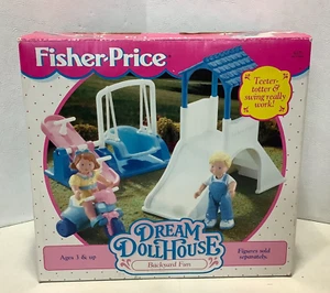 Vintage '95 Fisher Price Dream Dollhouse Backyard Fun Complete Set With Box READ - Picture 1 of 12