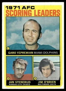 1972 Topps 1971 AFC Scoring Leaders RC Dolphins/Chiefs/Colts #7 - Imagen 1 de 2