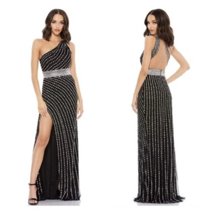 Mac Duggal Perlen One Shoulder schwarzes Kleid, 9107, Größe 6 - Bild 1 von 6