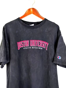Vintage Champion Boston University Athletic Short Sleeve T Shirt L Distressed - Picture 1 of 10