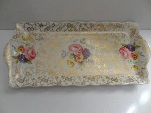 Vecchio piatto sandwich vintage Foley James Kent Ltd con fiori colorati 11x15 ins - Foto 1 di 11