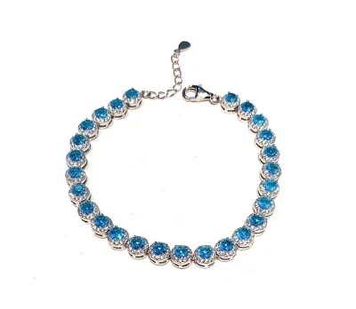 Bracciale tipo Tennis diWa Jewels Argento Sterling Zirconi Bianchi e Azzurri - Immagine 1 di 4