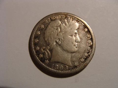 1899-O Barber Quarter - VF condition Cover