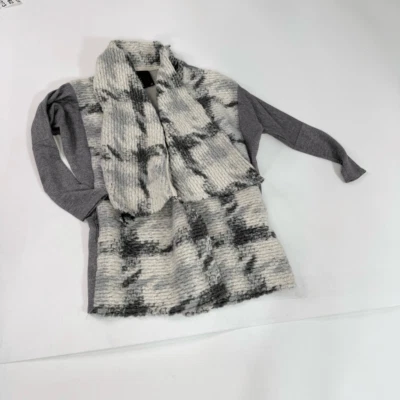 Cardigã Dolan Suéter Feminino Extra Pequeno Cinza Manga 3/4 Decote Capuz Frente Aberta - Imagem 1 de 4