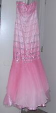 Cassandra Stone gradual change pink silk beaded mermaid evening gown Sz 10