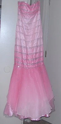 Cassandra Stone gradual change pink silk beaded mermaid evening gown Sz 10 - Image 1 of 4