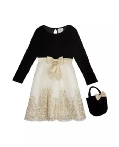 NWT Rare Editions Velvet Bodice to Embroidered Mesh Skirt with Velvet Purse- 16 - Picture 1 of 1