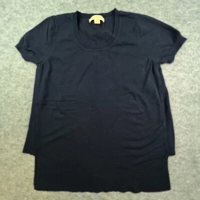 Blusa de malha Michael Kors feminina grande azul marinho manga curta gola redonda - Imagem 1 de 4