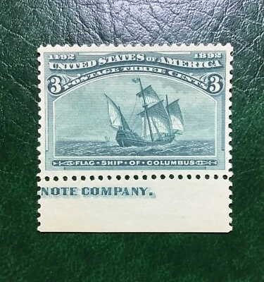 US Scott 232 3c verde colombiano XF NH impresión única PSE grado 90 (1893) Foto 1 de 4