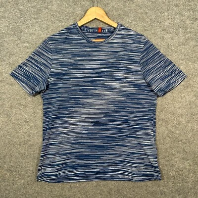 Camisa Missoni Para Hombres Extra Pequeña Azul Rayas Teñida Espacial Algodón Jersey Camiseta Foto 1 de 4