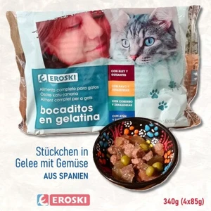EROSKI Katzenfutter in Gelee / Bocaditos en Gelantina 4x 85g - Import - Bild 1 von 3