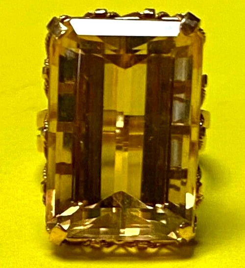 ANILLO ORO 18K (750) TALLA 9 CON CITRINO APROX 32 QUILATES PESO TOTAL 12+ GRAMOS Foto 1 de 4