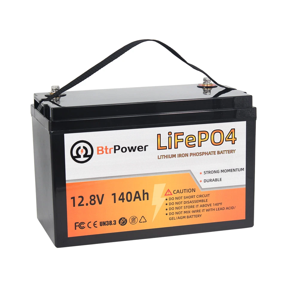 12V LiFePO4 battery 140Ah lithium Battery for RV Deep Cycle Solar Marine System - Image 1 of 4