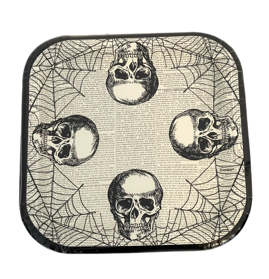 "10 platos cuadrados de Halloween de 6,75"": calaveras de miedo - NUEVO Foto 1 de 1