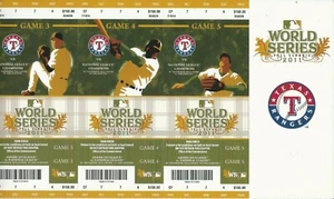 2011 World Series 3 game Ticket Sheet 3 4 5 Texas Rangers vs St Louis Cardinals - Picture 1 of 2