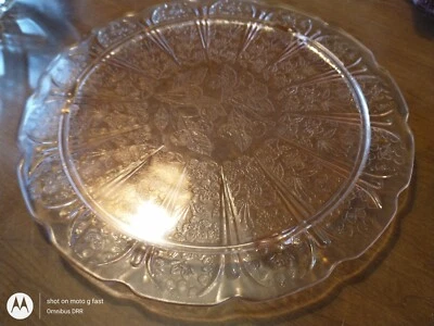 Mayfair Rose Pink Depression Glass 3, Footed, Cake Plate 10 1/8" Diameter  - Image 1 of 4