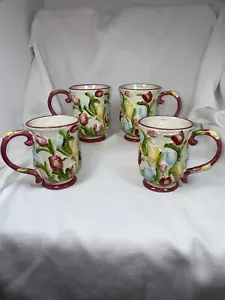 Set of 4 Temptations by Tara "Figural Flora" Tulip Mugs Spring Theme Pre Owned - Picture 1 of 7