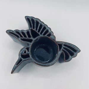 Bay Pottery CandlePots Hummingbird Handcrafted VA/USA Blue Glaze Candle Holder - Picture 1 of 5