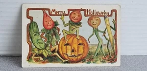 Postal de Feliz Halloween de principios de 1900 personajes vegetales sin usar estante 3 - Imagen 1 de 9