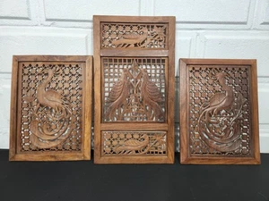 Paneles de madera vintage bellamente tallados a mano estampados India - Imagen 1 de 8