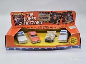 Vtg 1981 ERTL Dukes Of Hazzard Toy Cars TV 1/64 Die Cast 4 pack Set Orig Box! - Picture 1 of 4