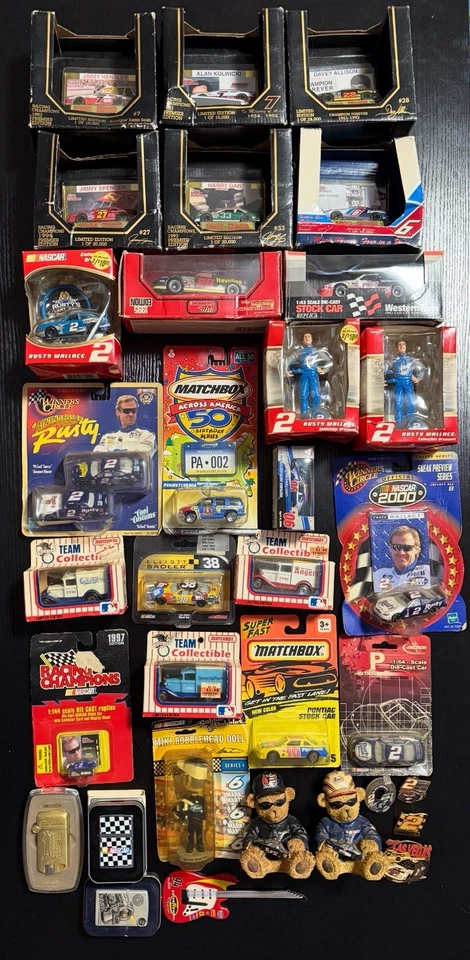 Vintage NASCAR Diecast Lot– Racing Champions, Matchbox Rusty Wallace Bobbleheads - Image 1 of 3