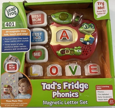 LEAP FROG TAD'S FRIDGE PHONICS MAGNETIC LETTER SET TILES TALK & SING NIB #401 - Image 1 of 3
