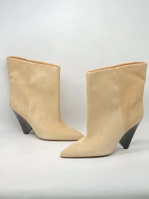 Isabel Marant Miyako 90MM Suede Cone-Heel Booties size 38 Retail $1290 - Image 1 of 4