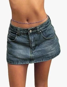 Jean Skirts for Women Sexy Mini Dress 2025 Trendy Y2k Clothes Denim Skirt - Picture 1 of 3