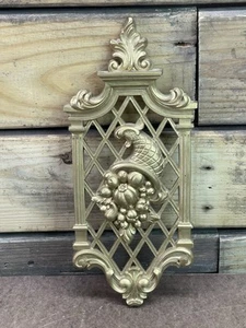 Vtg MCM Syroco Homco 1971 Hollywood Regency Wall Plaque 7214 Cornucopia Fruit - Picture 1 of 9