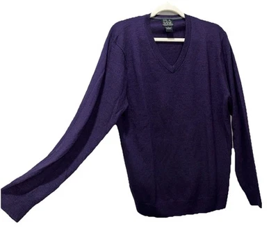 Jos. A. Bank путешественника 100% шерсти мериноса пуловер v-образным вырезом фиолетовый свитер большой - Изображение 1 из 4