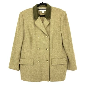 Vintage Jones New York Double Breasted Blazer Jacket Womens Sz 18W Tan Tweed - Picture 1 of 7