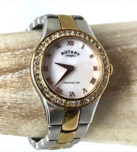 Rotary Ladies Two Tone Watch Mother of Pearl Face Crystal Bezel Untested - Picture 1 of 8