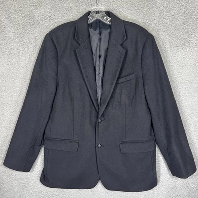 LL Bean Blazer Mens 42R Black Wool Cashmere Two Button Sport Coat Jacket - Image 1 of 4