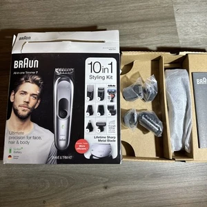 Kit de peinado Braun 10 en 1 recortadora de pelo todo en uno recargable seco húmedo completo - Imagen 1 de 3
