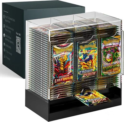 3-Slot Booster Pack Dispenser Acrylic with Black Base - Stackable - Image 1 of 4