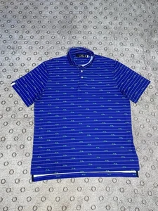 RLX Ralph Lauren Golf Polo Shirt Mens Large Blue Cars Print Golfing Performance - Picture 1 of 15