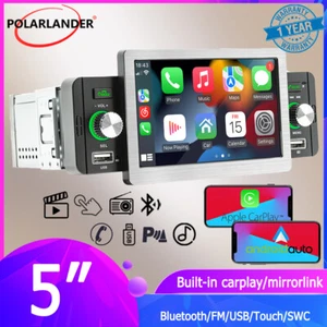 Apple Carplay Single 1Din Radio 5" Touch Screen Car Stereo Mirror Link BT/FM+CAM - Picture 1 of 12